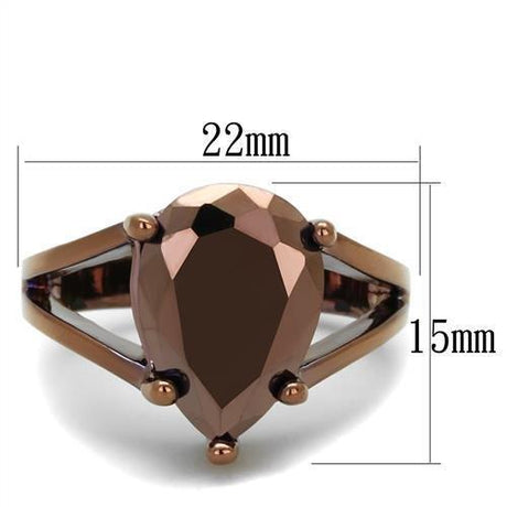 IP Coffee light Brass Ring with AAA Grade CZ  in Light Coffee