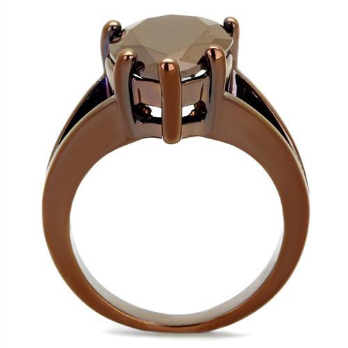IP Coffee light Brass Ring with AAA Grade CZ  in Light Coffee