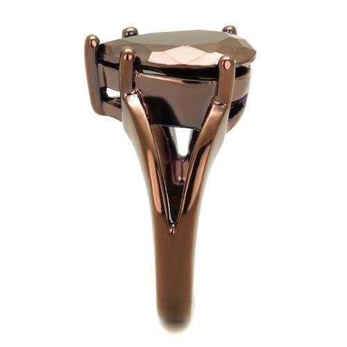 IP Coffee light Brass Ring with AAA Grade CZ  in Light Coffee