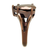 IP Coffee light Brass Ring with AAA Grade CZ  in Light Coffee