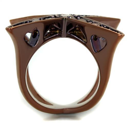 IP Coffee light Brass Ring with AAA Grade CZ  in Light Coffee