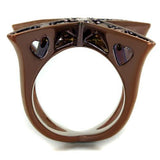 IP Coffee light Brass Ring with AAA Grade CZ  in Light Coffee