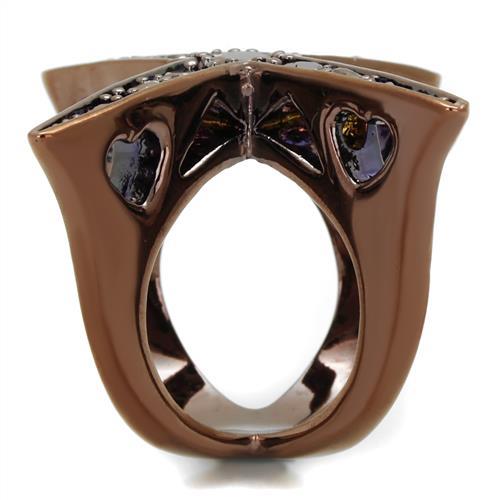IP Coffee light Brass Ring with AAA Grade CZ  in Light Coffee