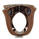 IP Coffee light Brass Ring with AAA Grade CZ  in Light Coffee