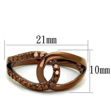 IP Coffee light Brass Ring with AAA Grade CZ  in Light Coffee