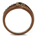 IP Coffee light Brass Ring with AAA Grade CZ  in Light Coffee
