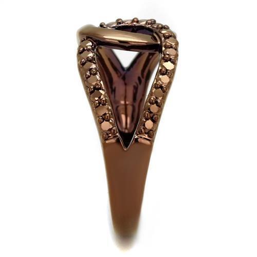 IP Coffee light Brass Ring with AAA Grade CZ  in Light Coffee