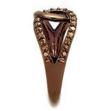 IP Coffee light Brass Ring with AAA Grade CZ  in Light Coffee
