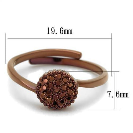 IP Coffee light Brass Ring with AAA Grade CZ  in Light Coffee