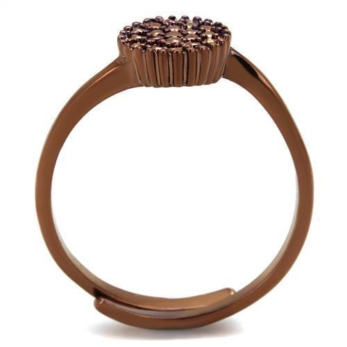 IP Coffee light Brass Ring with AAA Grade CZ  in Light Coffee