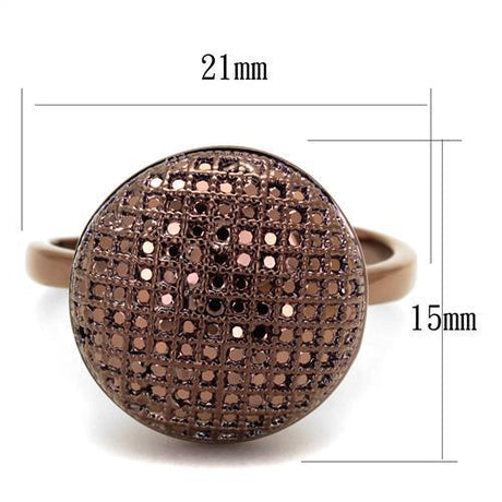 IP Coffee light Brass Ring with AAA Grade CZ  in Light Coffee