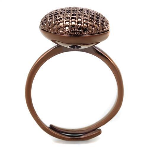 IP Coffee light Brass Ring with AAA Grade CZ  in Light Coffee