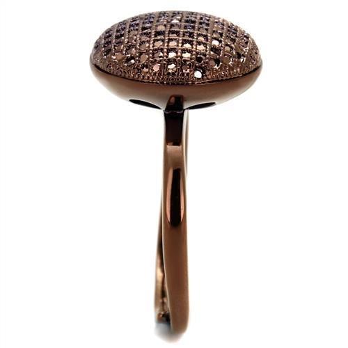 IP Coffee light Brass Ring with AAA Grade CZ  in Light Coffee