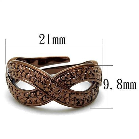 IP Coffee light Brass Ring with AAA Grade CZ  in Light Coffee