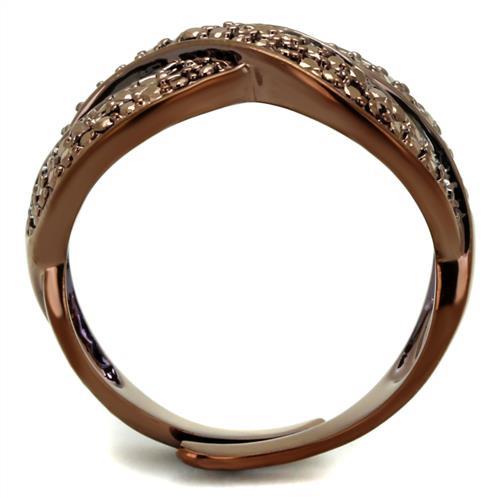 IP Coffee light Brass Ring with AAA Grade CZ  in Light Coffee
