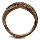 IP Coffee light Brass Ring with AAA Grade CZ  in Light Coffee