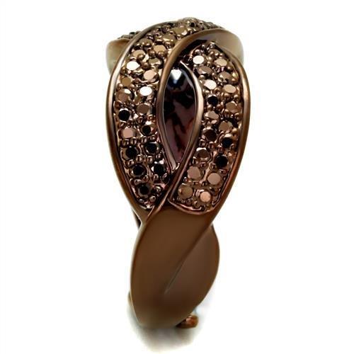 IP Coffee light Brass Ring with AAA Grade CZ  in Light Coffee