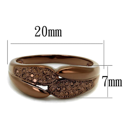 IP Coffee light Brass Ring with AAA Grade CZ  in Light Coffee