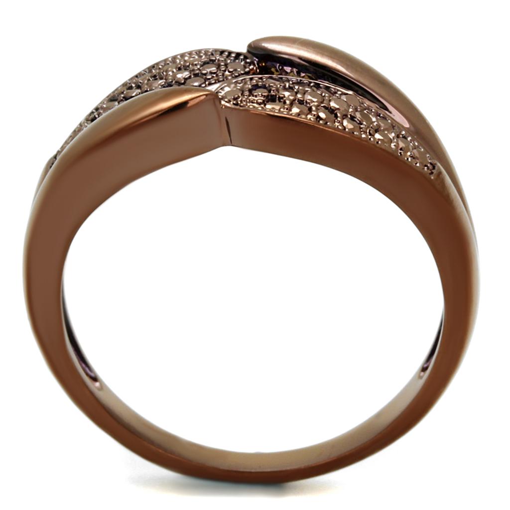 IP Coffee light Brass Ring with AAA Grade CZ  in Light Coffee