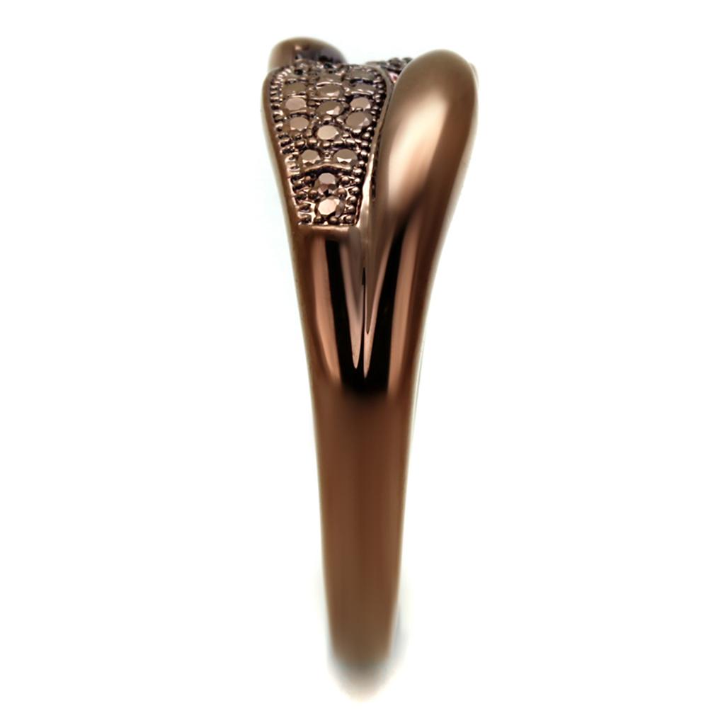IP Coffee light Brass Ring with AAA Grade CZ  in Light Coffee