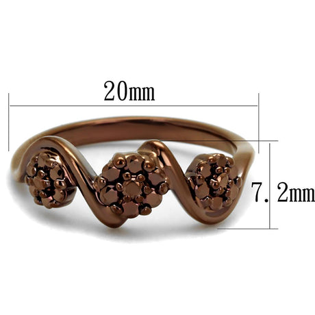IP Coffee light Brass Ring with AAA Grade CZ  in Light Coffee