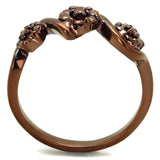 IP Coffee light Brass Ring with AAA Grade CZ  in Light Coffee