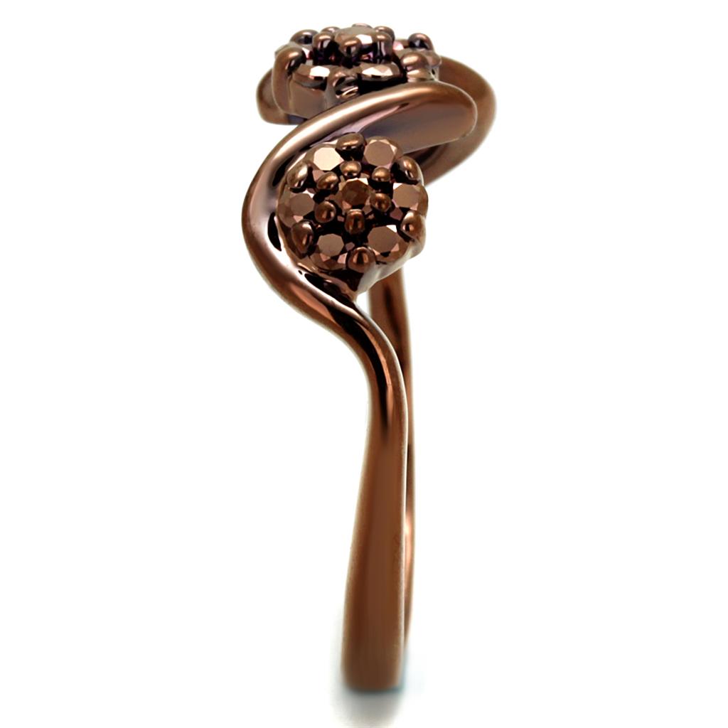 IP Coffee light Brass Ring with AAA Grade CZ  in Light Coffee