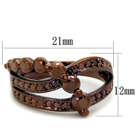 IP Coffee light Brass Ring with AAA Grade CZ  in Light Coffee