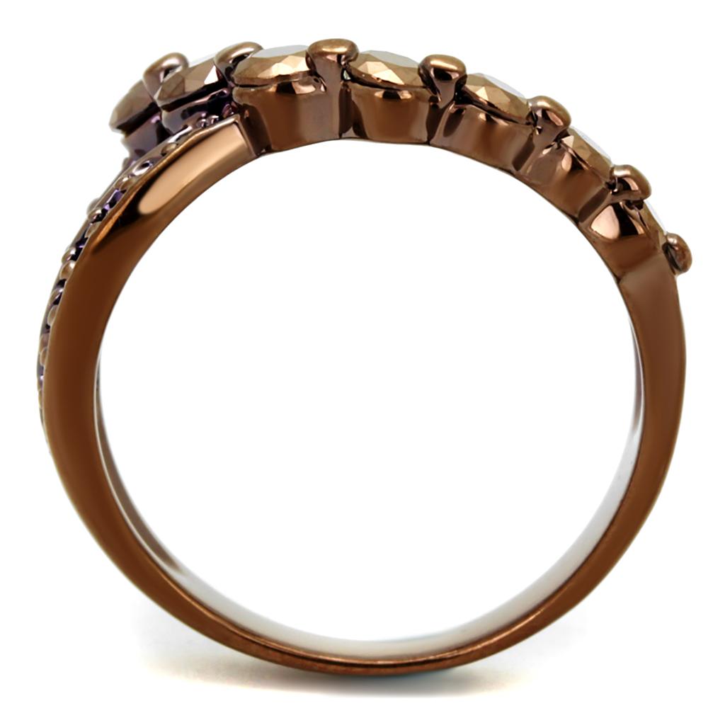 IP Coffee light Brass Ring with AAA Grade CZ  in Light Coffee