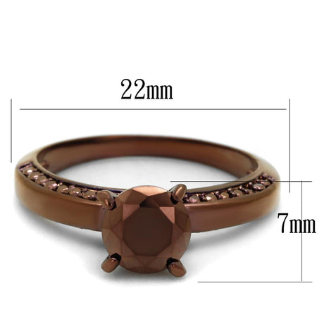 IP Coffee light Brass Ring with AAA Grade CZ  in Light Coffee