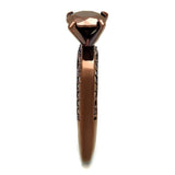 IP Coffee light Brass Ring with AAA Grade CZ  in Light Coffee