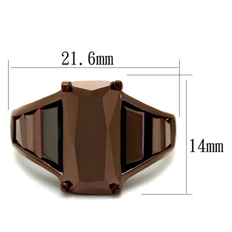 IP Coffee light Brass Ring with AAA Grade CZ  in Light Coffee
