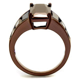 IP Coffee light Brass Ring with AAA Grade CZ  in Light Coffee