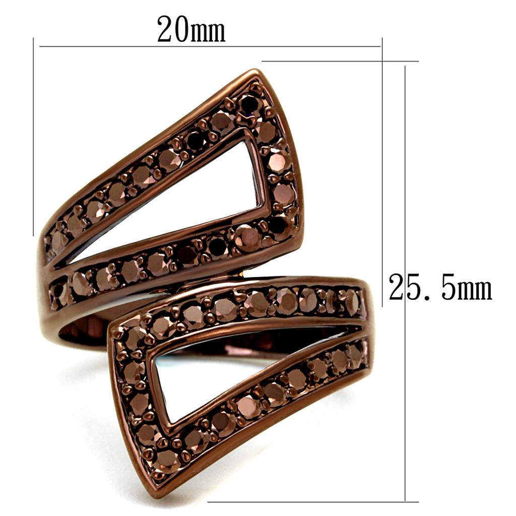 IP Coffee light Brass Ring with AAA Grade CZ  in Light Coffee