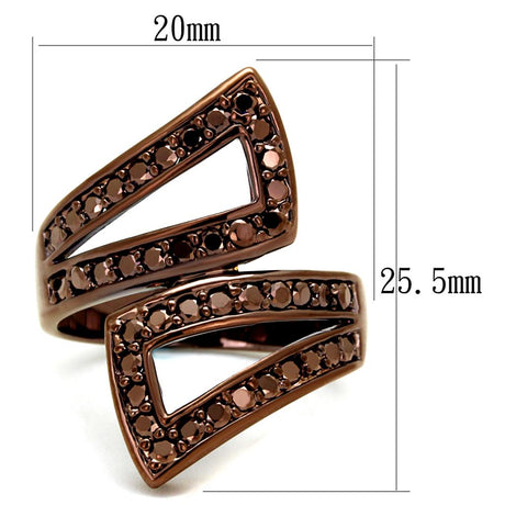 IP Coffee light Brass Ring with AAA Grade CZ  in Light Coffee