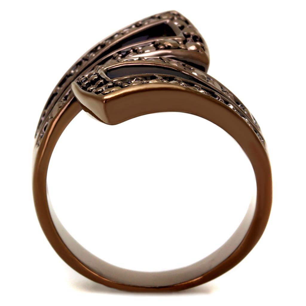 IP Coffee light Brass Ring with AAA Grade CZ  in Light Coffee