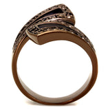 IP Coffee light Brass Ring with AAA Grade CZ  in Light Coffee