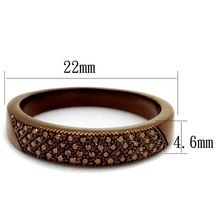IP Coffee light Brass Ring with AAA Grade CZ  in Light Coffee