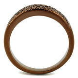 IP Coffee light Brass Ring with AAA Grade CZ  in Light Coffee