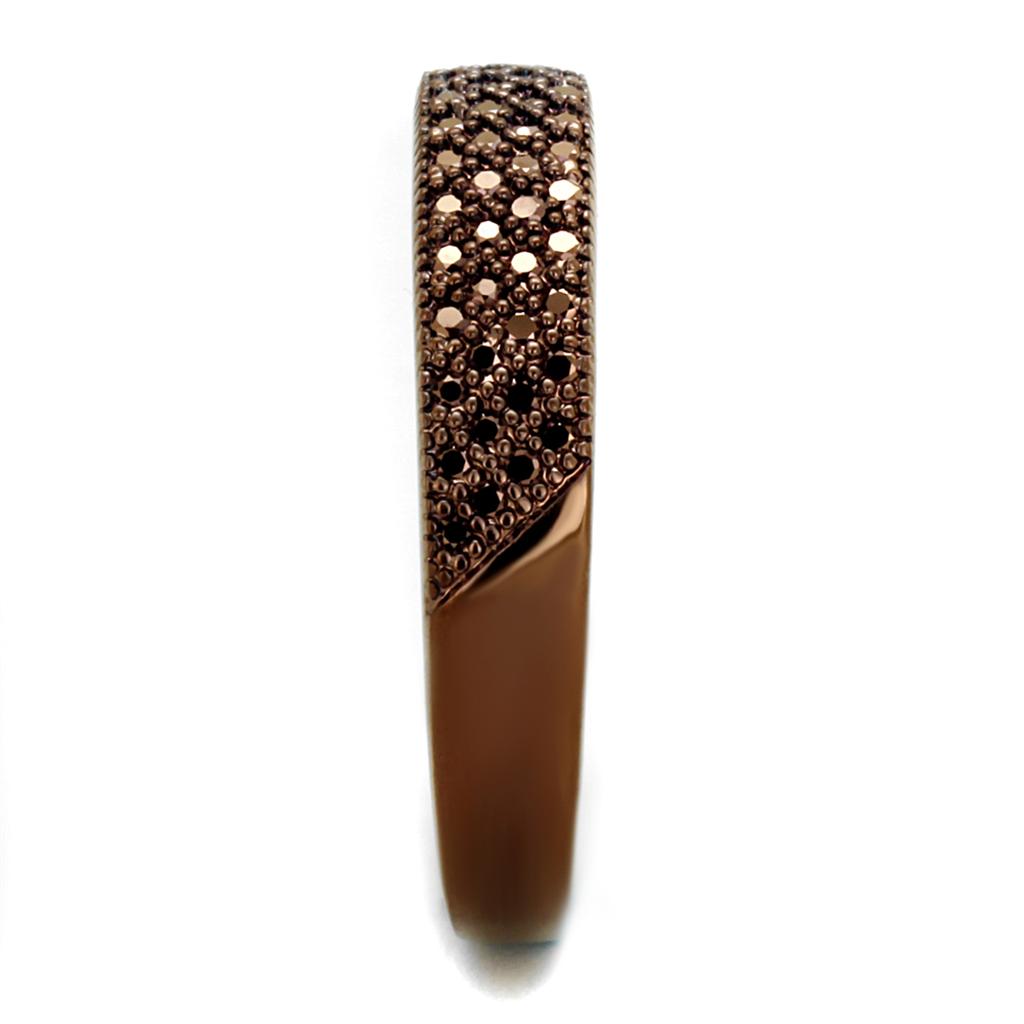IP Coffee light Brass Ring with AAA Grade CZ  in Light Coffee