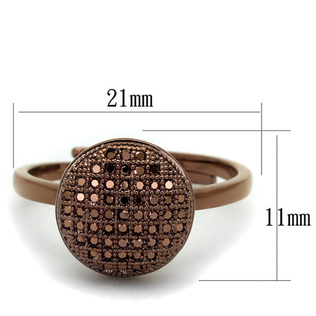 IP Coffee light Brass Ring with AAA Grade CZ  in Light Coffee
