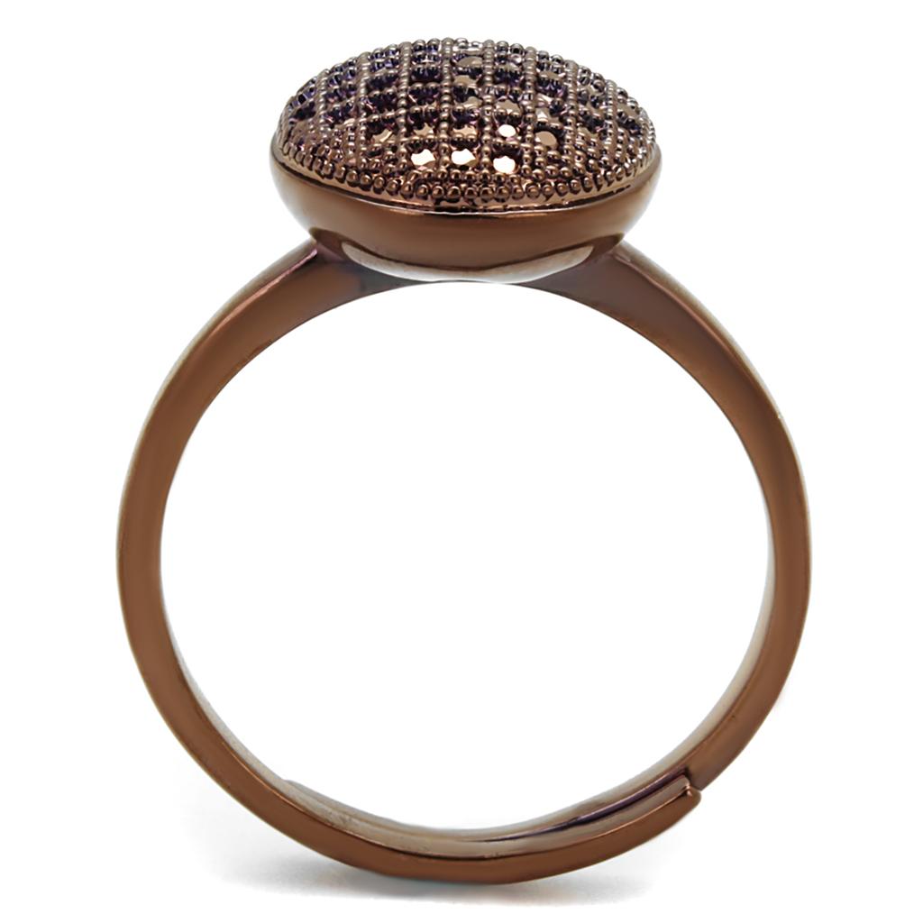 IP Coffee light Brass Ring with AAA Grade CZ  in Light Coffee