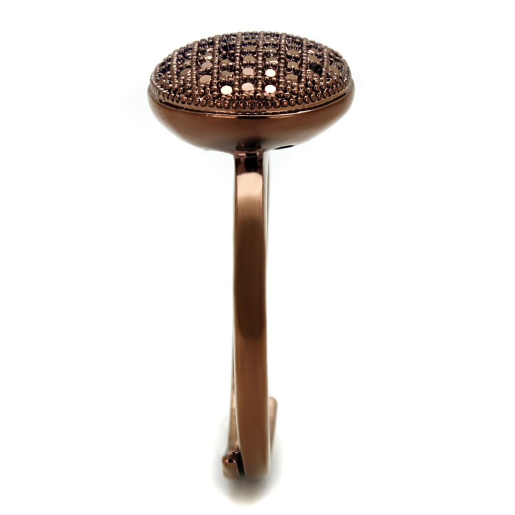 IP Coffee light Brass Ring with AAA Grade CZ  in Light Coffee