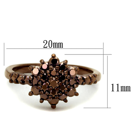 IP Coffee light Brass Ring with AAA Grade CZ  in Light Coffee