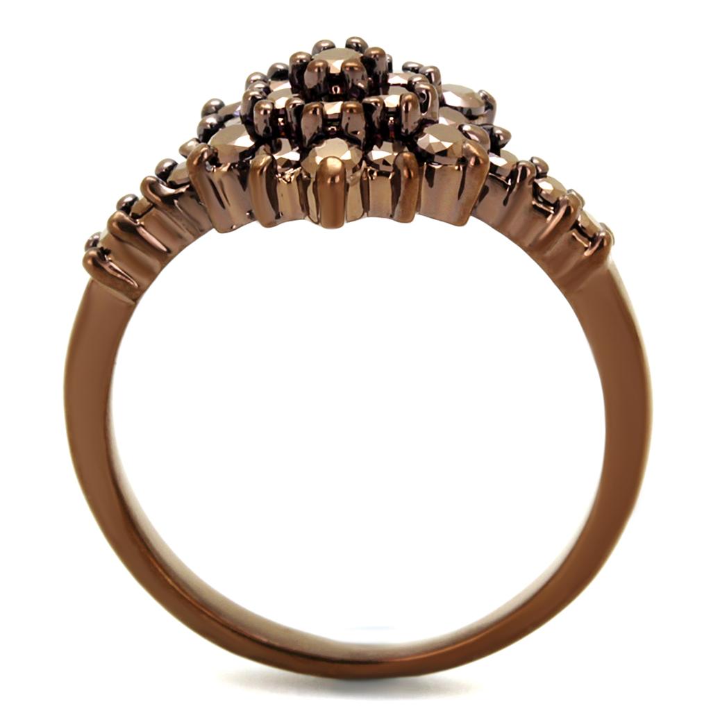 IP Coffee light Brass Ring with AAA Grade CZ  in Light Coffee