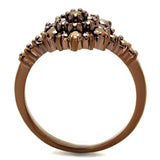 IP Coffee light Brass Ring with AAA Grade CZ  in Light Coffee