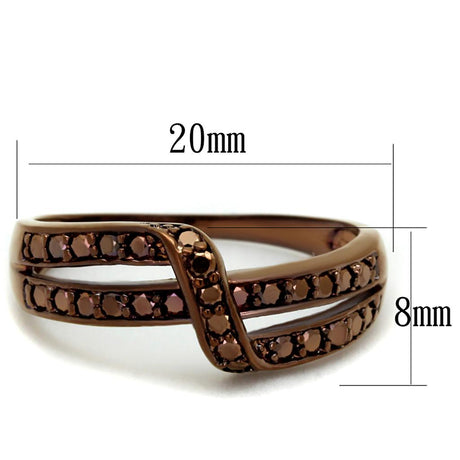 IP Coffee light Brass Ring with AAA Grade CZ  in Light Coffee