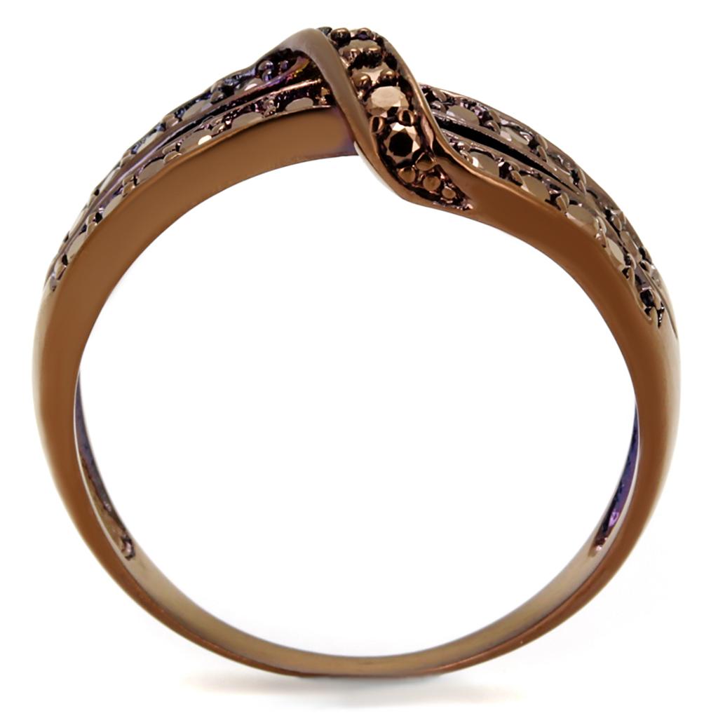 IP Coffee light Brass Ring with AAA Grade CZ  in Light Coffee