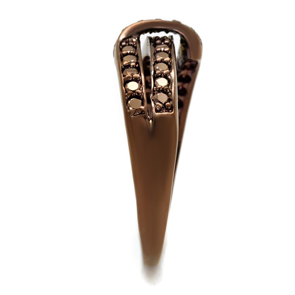 IP Coffee light Brass Ring with AAA Grade CZ  in Light Coffee