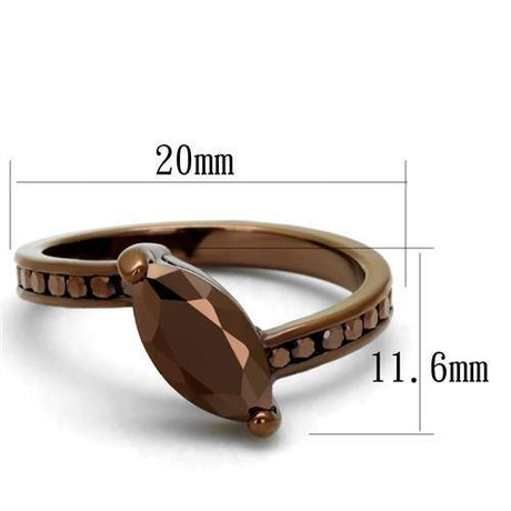 IP Coffee light Brass Ring with AAA Grade CZ  in Light Coffee